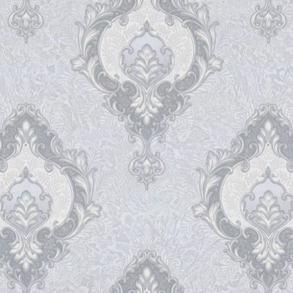 Обои Дамаск на сером фоне Euro Decor виниловые Champagne арт.7151-24